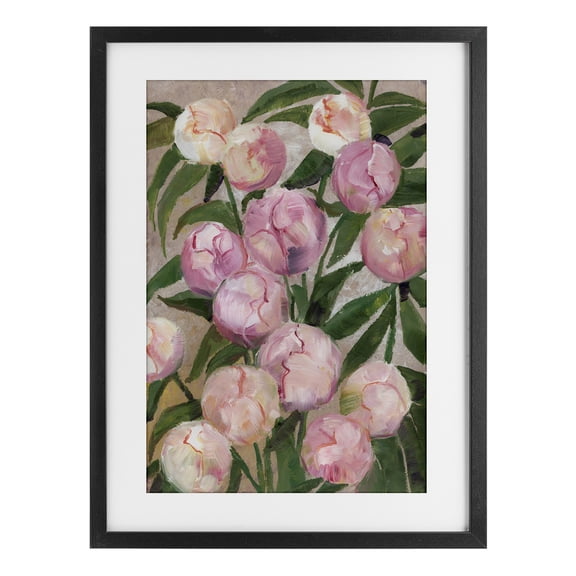 Stupell Industries Valenty Painterly Peonies Black Framed Print Under Glass design by 1x, 20 x 14