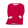 thumbnail image 1 of Pull à Manches Longues Manches Courtes Basique Automne Hiver Sweat-Shirt Robe Couleur Unie Chaud Tops, 1 of 3