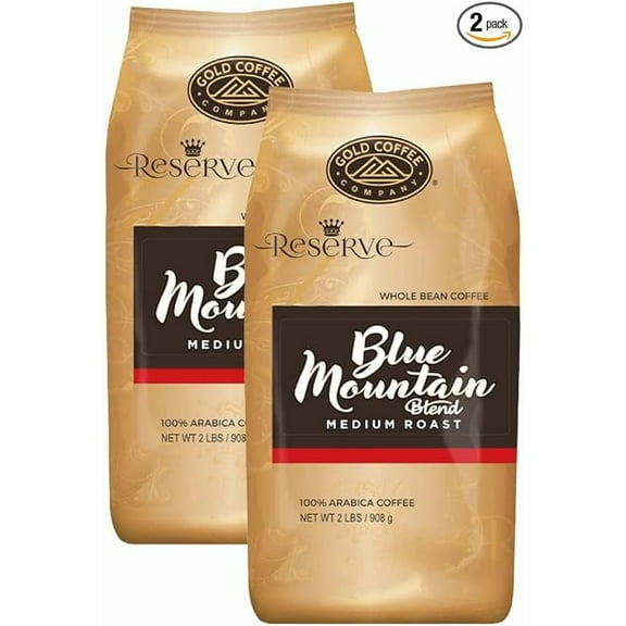Gold Coffee Company Blue Mountain Blend Whole Bean Roasted Coffee, 2lb (Pack of 2)