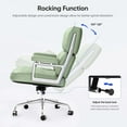thumbnail image 6 of Cottinch Genuine Leather Office Chair Mid Back Ergonomic Desk Chair Padded Executive Office Chair with Aluminum Arm Rest Swivel Rolling Computer Armchair for Home Office, Green, 6 of 11