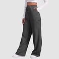 thumbnail image 4 of Qodauz Womens Wide Leg Baggy Sweatpants Drawstring Cargo Sweat Pants High Rise Casual Pant with Multi Pockets,Size S-3XL, 4 of 8