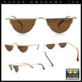 thumbnail image 2 of Funky Cropped Half Circle Flat Top Half Metal Rim Hippie Sunglasses Gold - Brown, 2 of 7