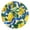 Gold, variant on Lemons Leaves with Blue Ribbons Round Wall Clock Silent Analog Battery Operated Gold Pointer Home Decor 9.84" Diameter