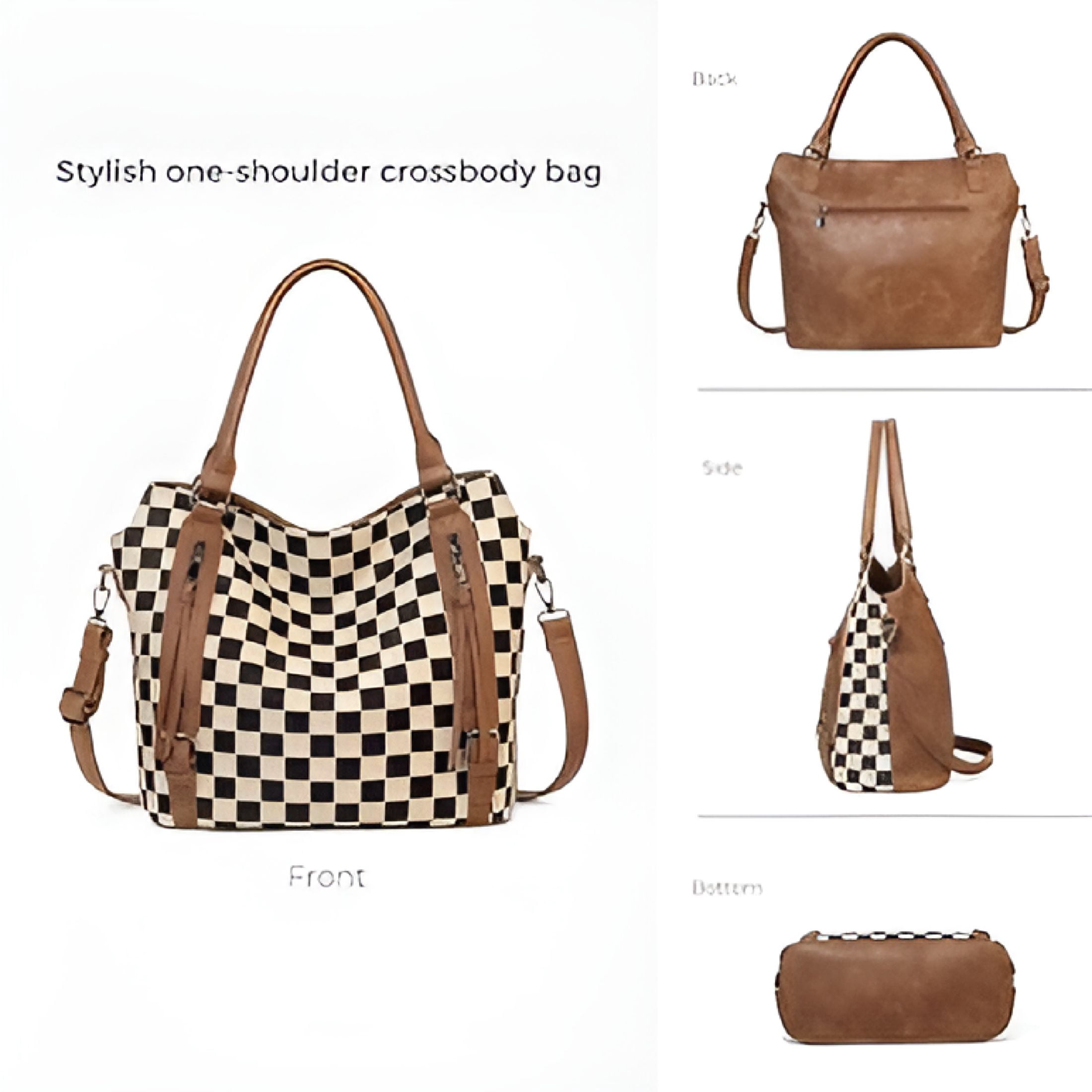 AOMRCOL Checkered Large Purses for Women Vintage Tote Bag for Women Shoulder Bag Multiple Pockets Tote Handbags