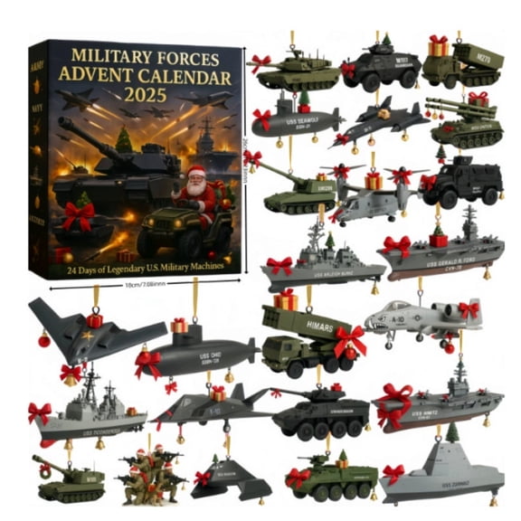 KITTEHIGM Armed Forces Legendary Advent Calendar 2025, 2D Acrylic Pendant, Military Theme Christmas Countdown, Unique Holiday Gift, Daily Surprise Decor, Collectors Display