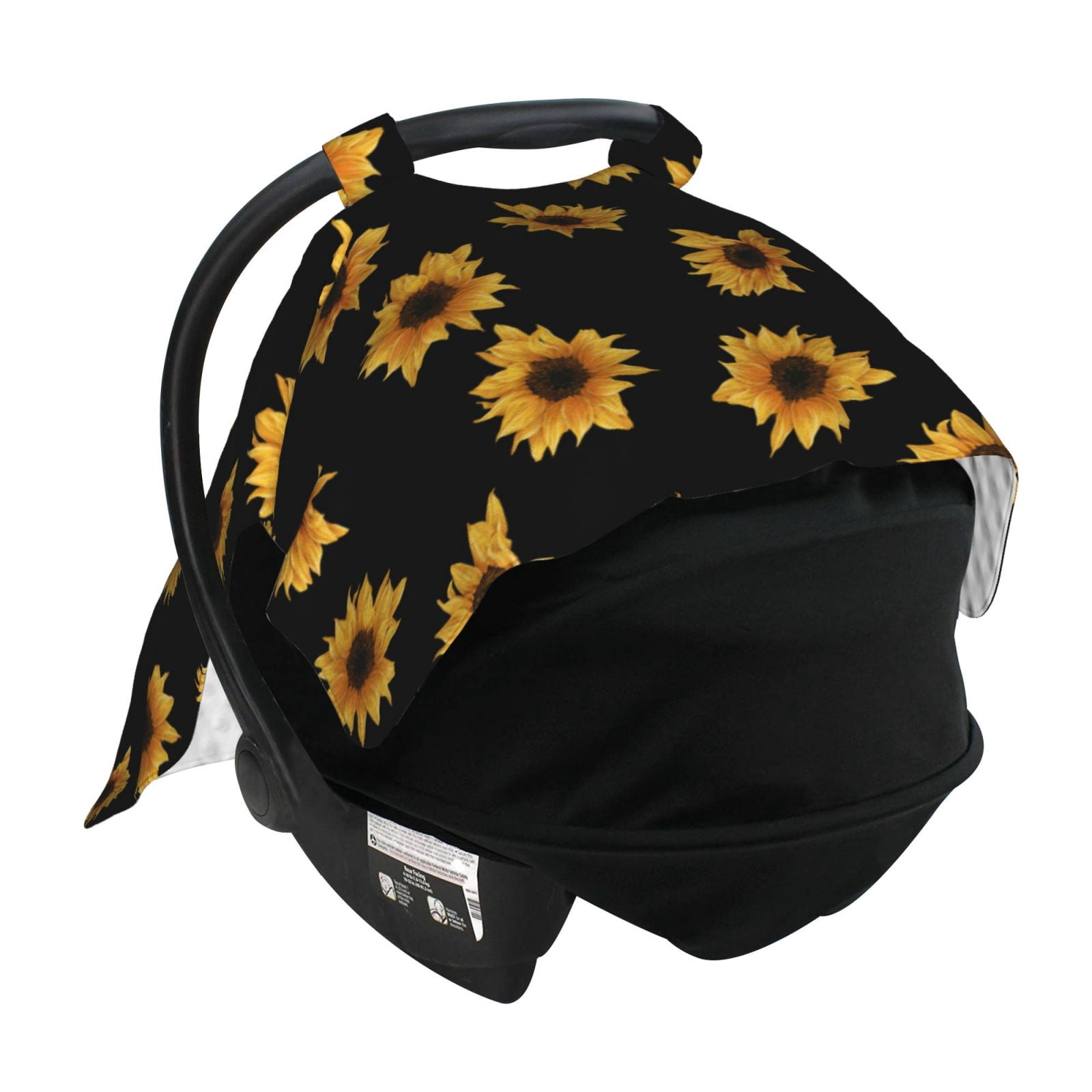 Car Seat Cover Baby - cute sunflowers black print Breathable Infant Car Seat Cover for Baby Carseat, Lightweight Comfort Baby Essentials Must Haves Newborn Stuff for Girl Boy
