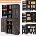 thumbnail image 4 of Merluxy Farmhouse Kitchen Pantry with Drawer, 72" Tall Organizer Cabinet with Adjustable Shelves, Cabinet for Kitchen, Dining Room, Dark Oak, 4 of 5