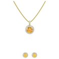 thumbnail image 2 of Paris Jewelry 18K Yellow Gold 1/2ct Halo Citrine Round 18 Inch Necklace and Halo Earrings Set Plated, 2 of 2