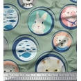 thumbnail image 1 of Soimoi Poly Georgette Fabric Circle,Fish & Cute Animals Patchwork Decor Fabric Printed Yard 52 Inch Wide, 1 of 3