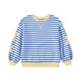 thumbnail image 2 of Drmagiyhm Girl's T-Shirts Size 10-12 Oversized Striped Shirts Casual Crewneck T Shirts Long Sleeve Tops, Tees & Blouses Sky Blue 4-5 Years, 2 of 4