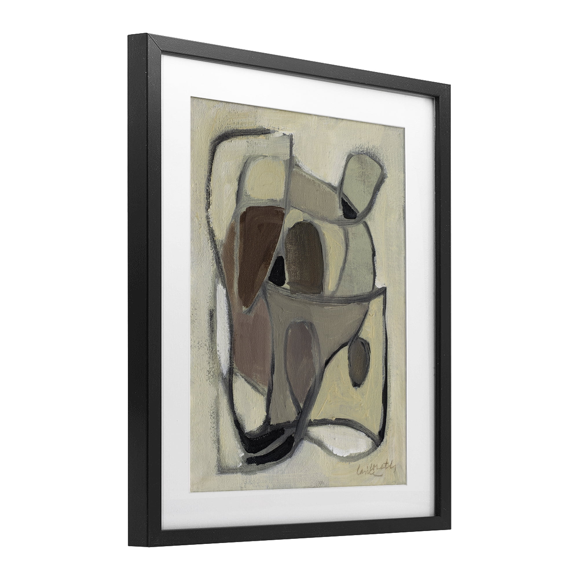 Stupell Industries Rustic Curved Shapes Abstract Black Framed Print Under Glass, design by Lanie Loreth