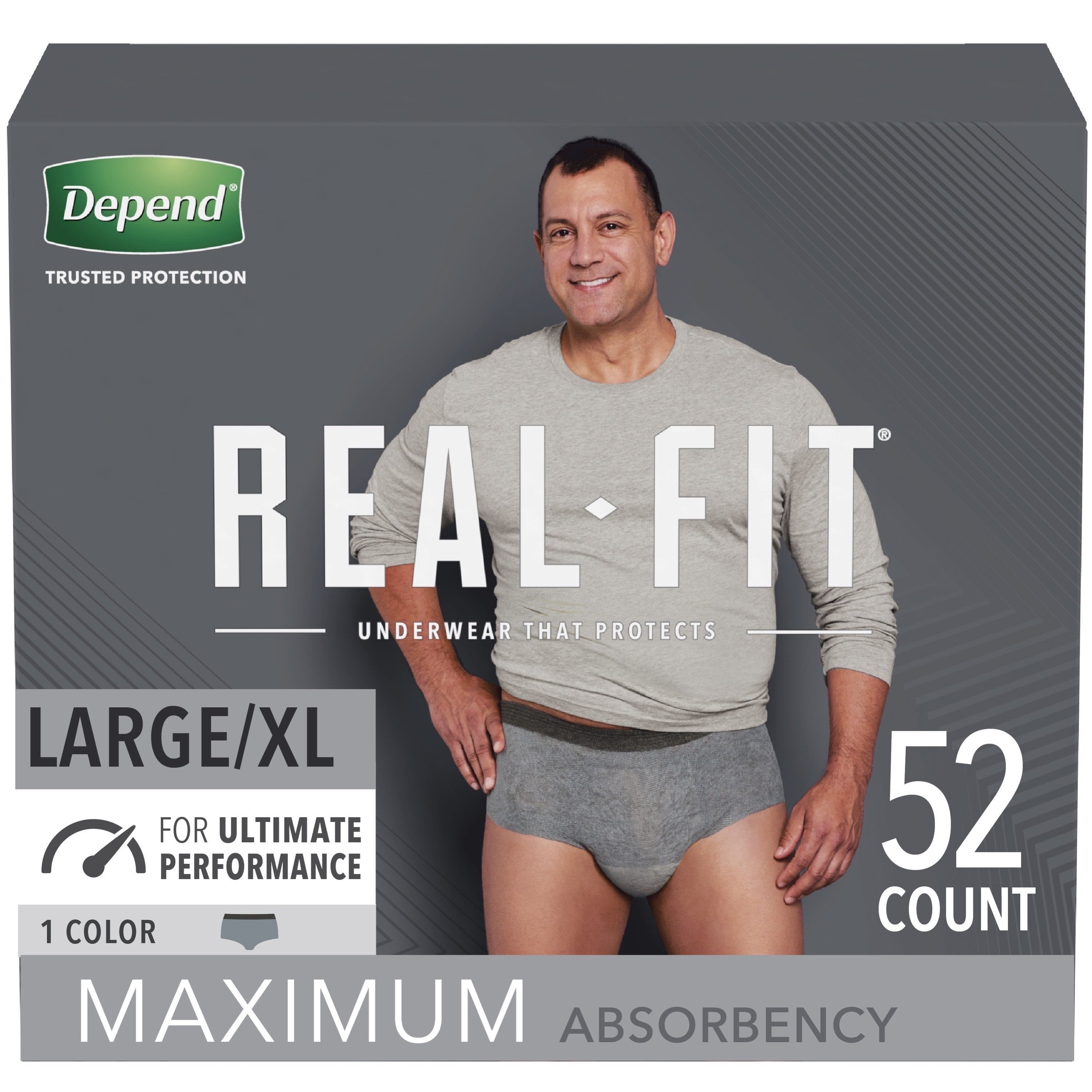 Equate Depend Real Fit Incontinence Underwear for Men, Maximum ...