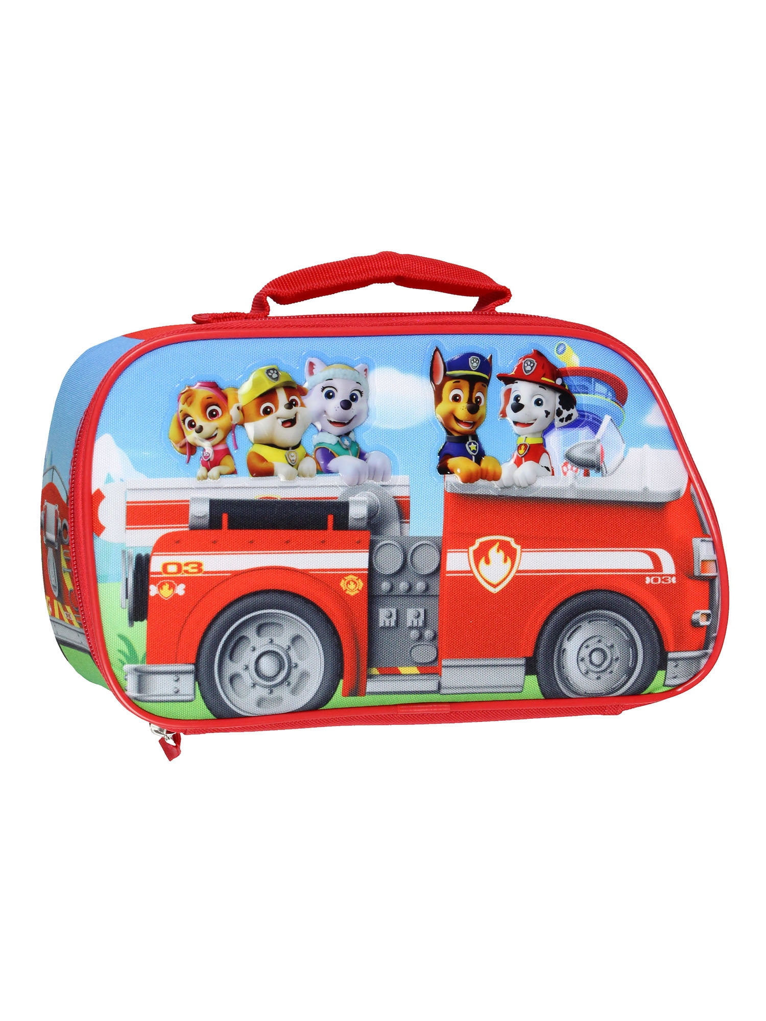 Paw Patrol Lunch Box Skye Chase Marshall Fire Engine Truck Kids Insulated Lunch Bag Lunch Tote 11"