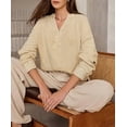 thumbnail image 4 of Women's Casual V Neck Long Sleeve Shirt Oversized Lightweight Blouse Top for Daily Wear, 4 of 8