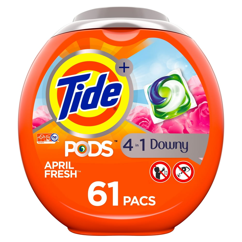Tide Pods Plus Downy April Fresh, Laundry Detergent Pacs, 61 ct