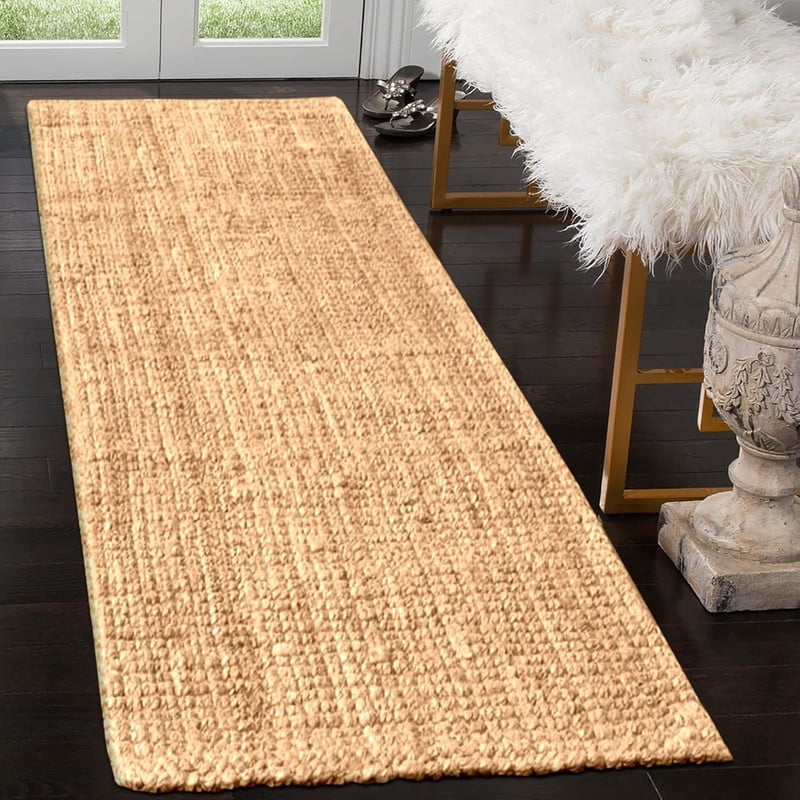 Delara Premium Handwoven 100% Jute Area Rug (2'.5" x 9'), Natural Fiber Boucle Design, 0.25" Thick – Durable Rug for Living Room, Bedroom & Entryway