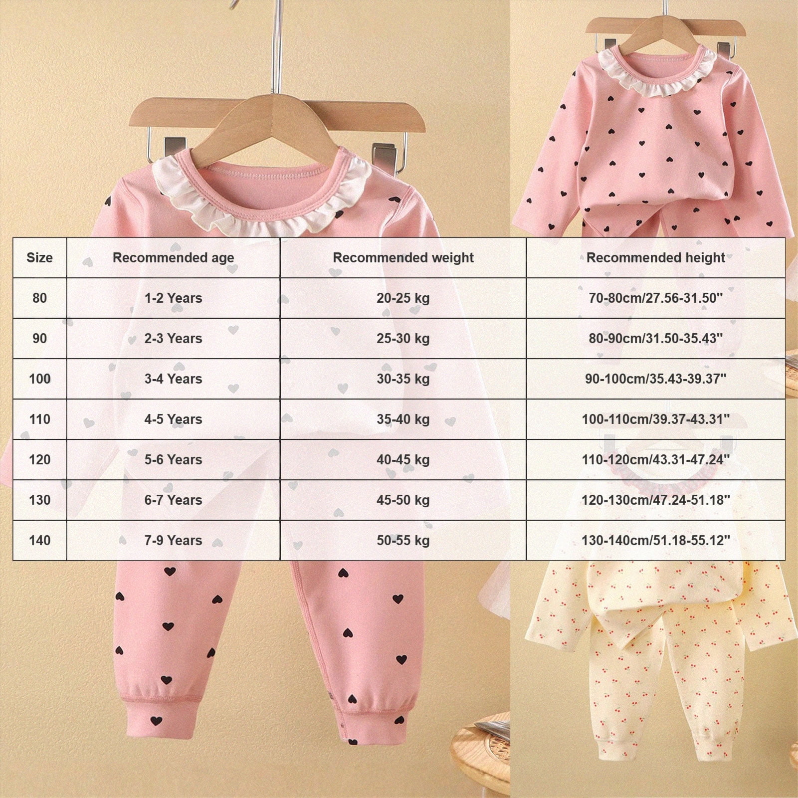Gerichy Kids Girls Pajamas Heart Long Sleeve 2 Piece Cotton Set Toddler Sleepwear Cute Print Valentine Soft Pjs for Girl 1-9 Years