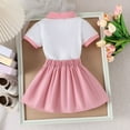 thumbnail image 5 of Junlike Girls Summer Outfits Baby Girl Short Sleeve T-Shirt and A-Line Pleated Skirt for Small to Big Kids, 5 of 9