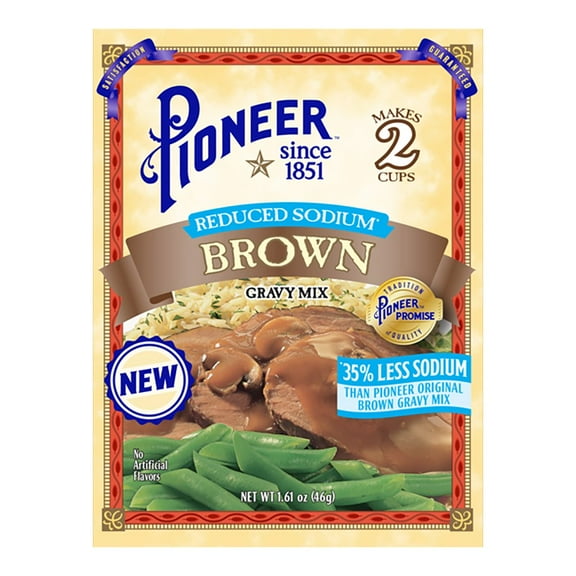 Pack of 4 Pioneer Reduced Sodium Brown Gravy Mix - 1.61 oz - Package may vary