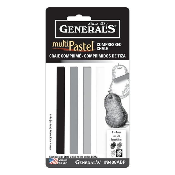 General Pencil Multi Pastel Stick Set, 4-Colors, Gray Tones