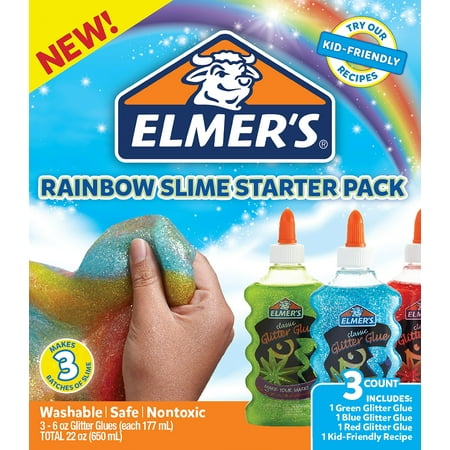 Elmer's Rainbow Glitter Glue Slime Starter Pack (Best Slime Without Glue)
