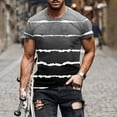 thumbnail image 2 of DDAPJ pyju Mens Striped T-shirts Gradient Color Casual Hipster Tee Tops Big and Tall Man Short Sleeve Crewneck Graphic Tees Cool Streetwear Dark Gray M, 2 of 6