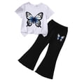 thumbnail image 4 of Leey-World Girls Outfits Toddler Clothes Sweet Summer Set Flutter Sleeve Top Flare Pants(A,2-3 Years), 4 of 4