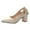 Beige, variant on Quaouag Women's Slingback Closed Toe Block Chunky Low Heel Pumps Office Wedding Party Dress Shoes