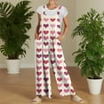 thumbnail image 5 of Valentine's Day Women's Overalls Spring Summer Cute Heart Print Wide Leg Overalls Valentines Baggy Jumpers with Pockets, 5 of 7