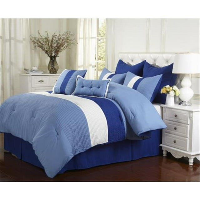 Luxor Treasures FLORENCE 8PC KGSB FLORENCE Ensemble de Literie en Microfibre - Bleu Ciel&44; 8 Pièces