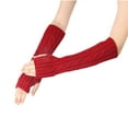 thumbnail image 2 of absanyy Women's Fingerless Arm Warmers, Cable Knit Long Length, Soft Stretchy Acrylic, Red, Free Size - Cozy Cold Weather Accessory for Fall Winter Office Outdoor, 2 of 3