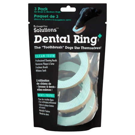 Omega Paw Solutions Dental Ring Oral Care Dog Chew, Small, 3 (Best Way To Treat Oral Thrush)