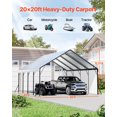 thumbnail image 4 of VEVOR Heavy Duty Metal Carport, 20 x 20 ft Outdoor Carport with Sturdy Frame & Roof, Car Garage Shade with Removable Sidewalls, Multi-Use Car Shelter for Pickup, Boat, Trucks & Tractors, 4 of 9