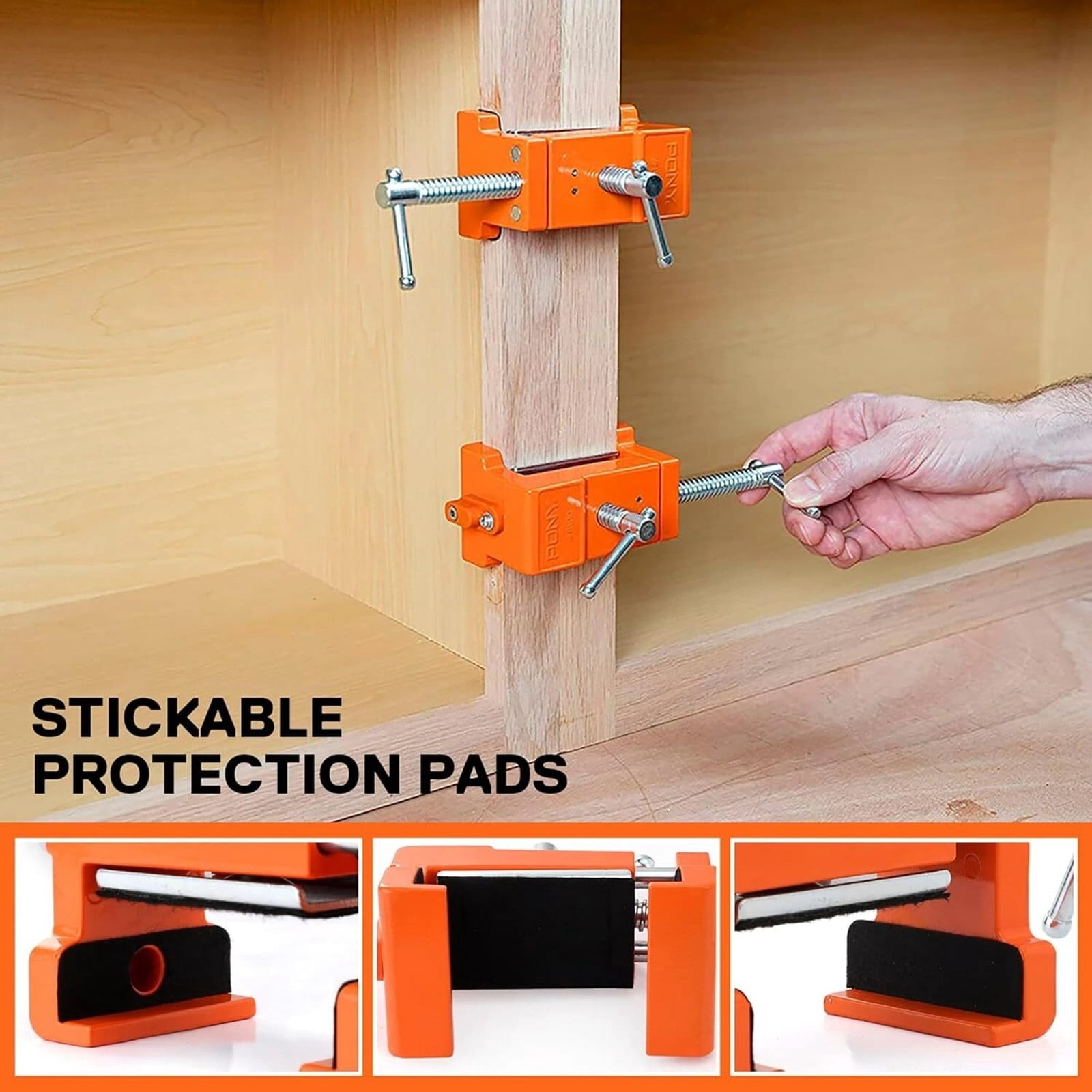 XINGXIANG Cabinet Clamp,PONY 8510 Cabinet Clamps, 440 lbs Load Capacity Face Frame Clamps with Pilot-Hole Guide & Protective Pads, Cabinet Installation Tool for Woodworking