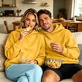 thumbnail image 4 of KHONTS Hidden Pocket Hoodies for Women Basic Classic Pouch Hooded Sweatshirts Casual Plain Baggy Stylish Couple Pullover Tops Yellow XL, 4 of 7