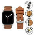 thumbnail image 3 of Bandini Mens Leather Band for Apple Watch Band 44mm 45mm 42mm 41mm 40mm 38mm 49mm for Men, Distressed Leather for Apple Watch Ultra Band & Series 9 8 7 6 5 4 3 2 SE & iWatch - Tan Distressed / Gold, 3 of 8