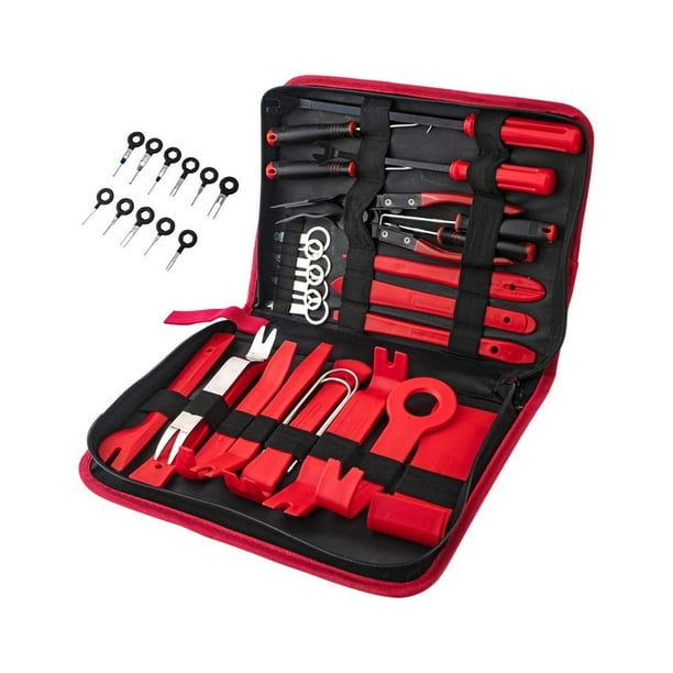 Kit de 39 herramientas para quitar molduras de coche, para radio, ventana y panel de instrumentos. Rojo