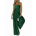 thumbnail image 1 of Jumpsuits for Women Spaghetti Strap Wide Leg Overalls Summer Rompers with Pockets Green L, 1 of 7