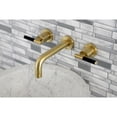 thumbnail image 2 of Kingston Brass KS8127CKL Kaiser Double-Handle 3-Hole Wall Mount Bathroom Faucet in Brushed Brass, 2 of 8