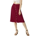 thumbnail image 4 of Unique Bargains Women's Button Front High Waist Belted Midi A-Line Skirt, 4 of 7
