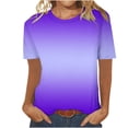 thumbnail image 3 of Riecok Summer Short T-Shirts for Girls Round Neck Short Sleeve Comfortable Shirt Kids Clothes Toddler Kids Girls Casual Loose Shirts Purple XL, 3 of 5
