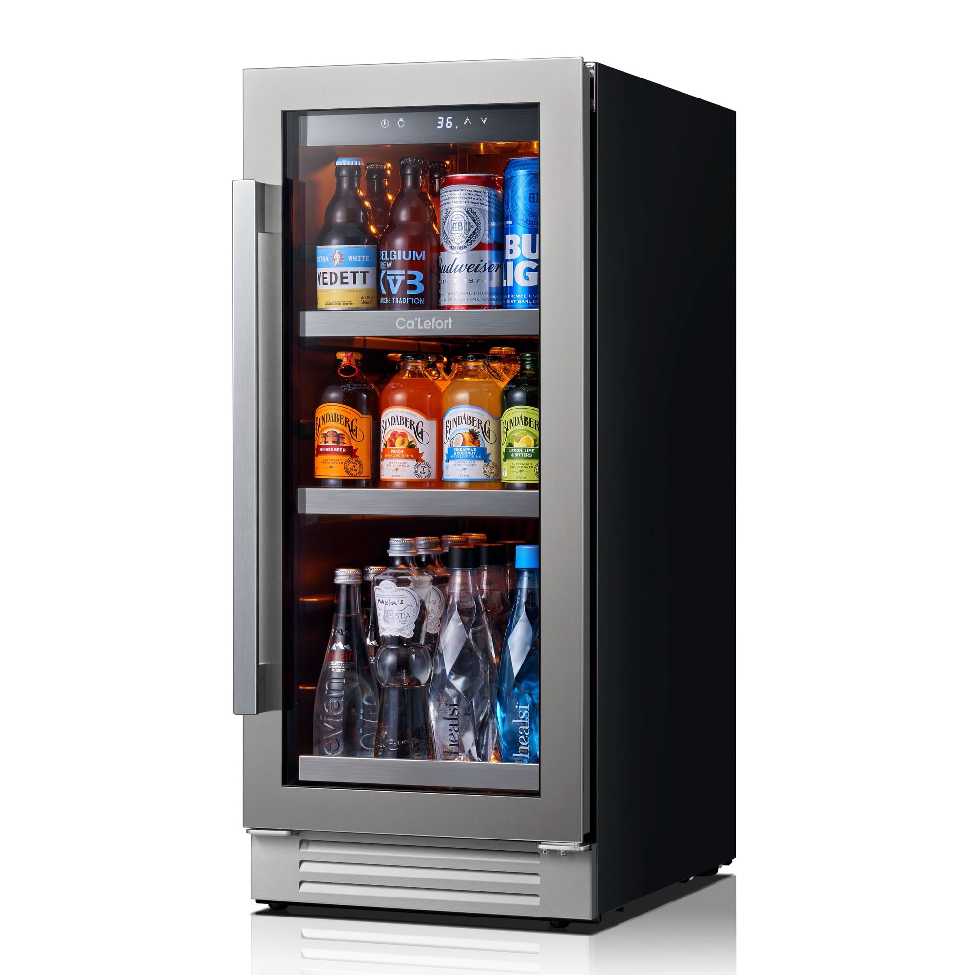Ca'Lefort 15 Inch Beverage Refrigerator Cooler,100 Cans Beverage Fridge,Built in with Stainless Steel Door for Home & Office