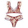 thumbnail image 1 of Gibobby Tangas de mujer sexy encaje Día de San Valentín Sujetador Lencería Tanga Ropa de dormir sexy Nueva flor G-String Ropa interior de encaje Íntimos(Rojo, M), 1 of 5