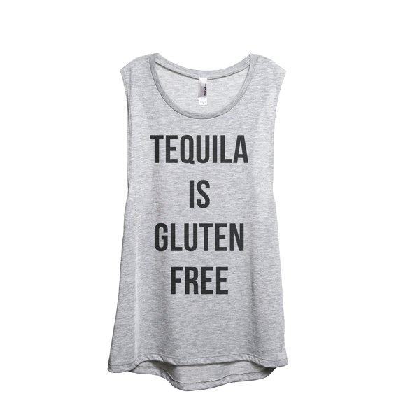 Tequila Is Gluten Free Women's Fashion Sleeveless Muscle Workout Yoga Tank Top Sport Grey Large