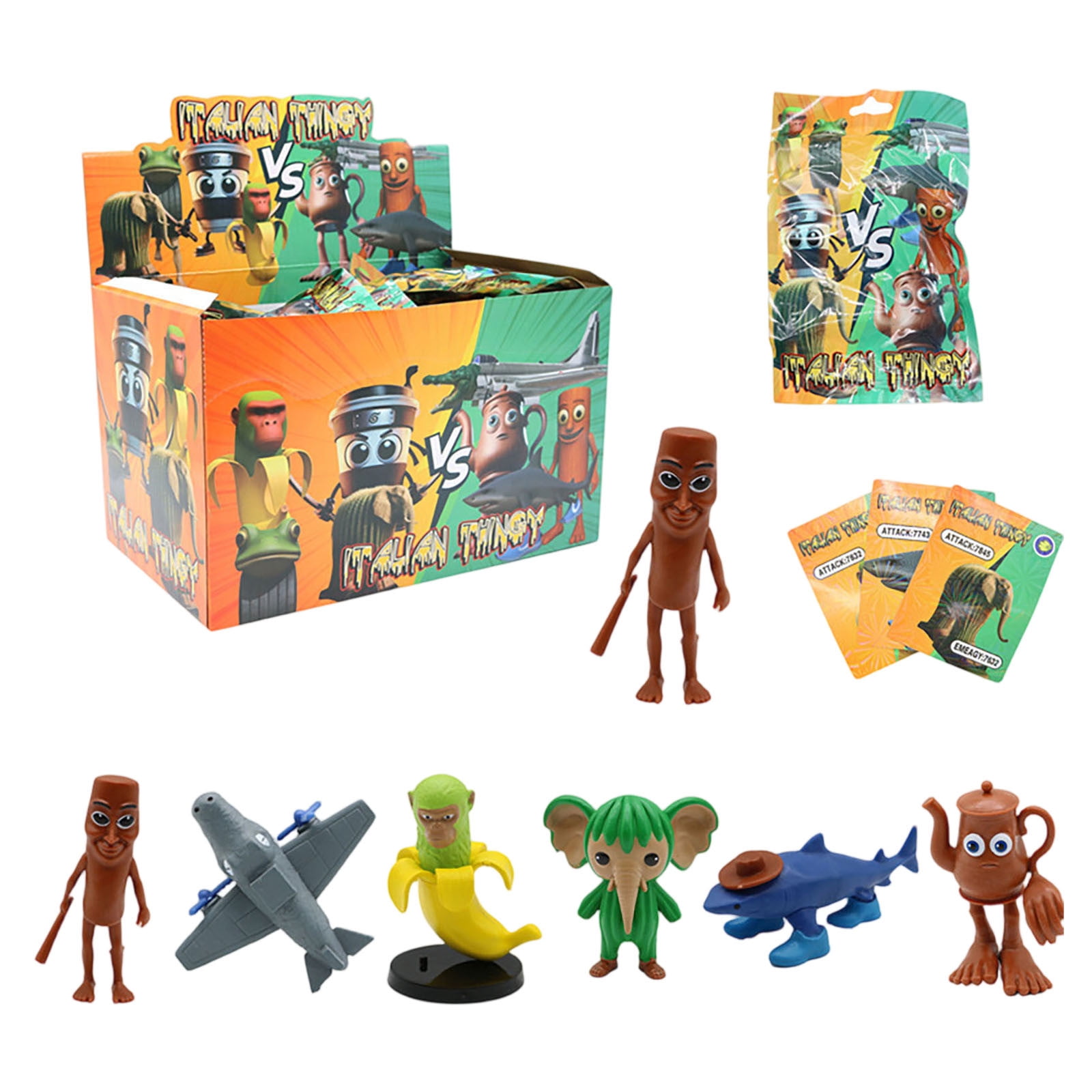 Italian Brainrot Action Figures Building Set - 8 PC Tralalero Tralala Meme Block Collectibles For Desk Decor & Fun Gifts