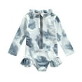 thumbnail image 1 of xiaxaixu Maillot de Bain une Pièce Tie-dye pour Filles, Manches Longues Col Rond avec Fermeture Éclair, 1 of 9