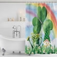 thumbnail image 3 of St Patrick's Day Shower Curtain, Waterproof Shower Curtains for Bathroom, Green Gnomes Shamrock Cloud Plants Rainbow Washable Fabric Bathtub Curtain Set Bath Decor with 12 Hooks Long 72"x84", 3 of 8