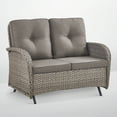 thumbnail image 3 of POCASSY 49.5 Inch Width Outdoor Glider Loveseat, All Weather Wicker Rattan Patio Glider Love Seat for Porch Deck Garden, Blue, 3 of 9