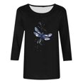 thumbnail image 4 of Runfenguu Y2K Top Graphic Tees For Women Trendy Ladies' Easter Day Printed Round Neck Three Quarter Sleeve 3/4 Sleeve T-Shirt Loose, 4 of 5