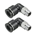 thumbnail image 4 of Push to Connect Tube Fitting,Male Elbow,12mm Tube OD x 1/4 NPT Thread Pneumatic Air Push Fit Lock Fitting 2pcs, 4 of 4